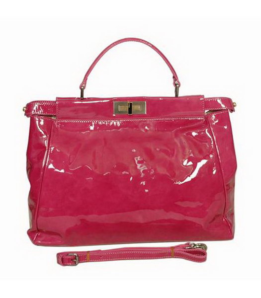 Fendi Peekaboo Tote Red Patent Handbag