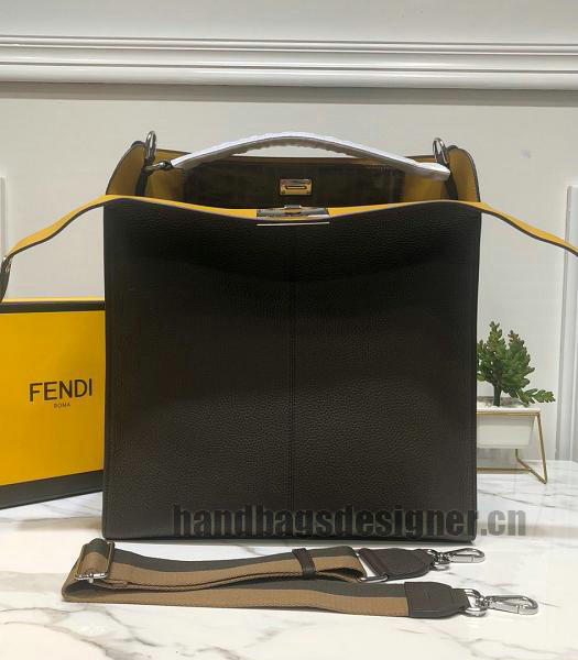 Fendi Peekaboo X-Lite Black Calfskin Leather Coffee Strap Large Tote Bag-2