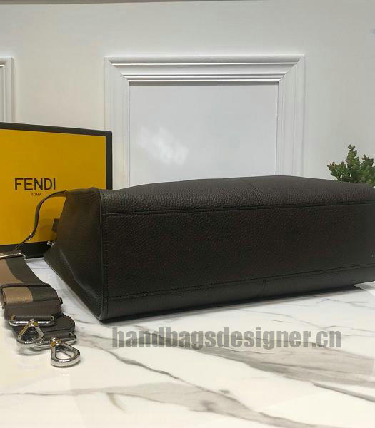 Fendi Peekaboo X-Lite Black Calfskin Leather Coffee Strap Large Tote Bag-5