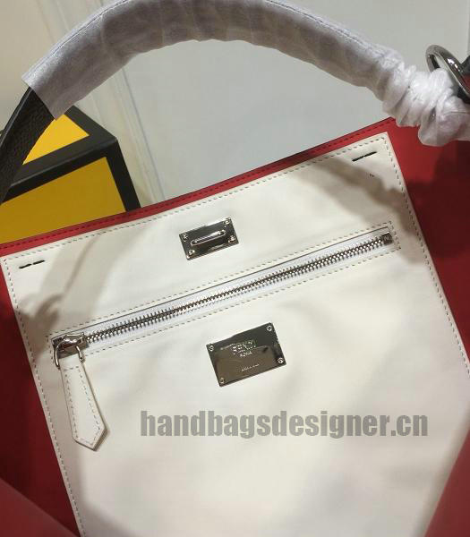 Fendi Peekaboo X-Lite Black Calfskin Leather Grey Strap Large Tote Bag-4