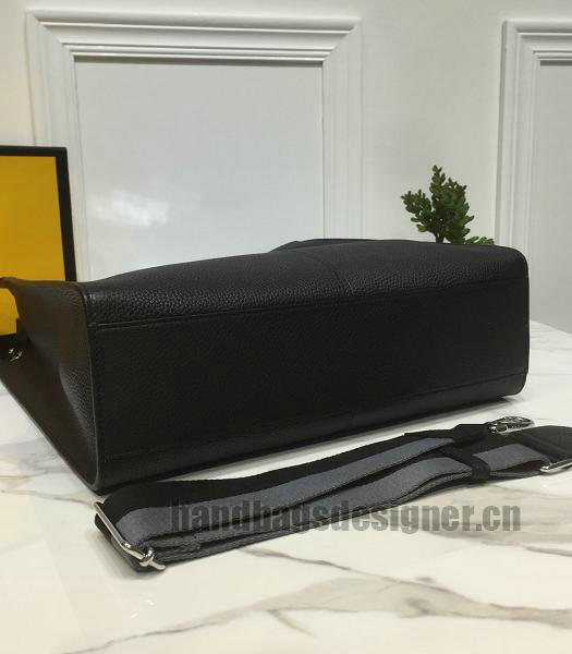 Fendi Peekaboo X-Lite Black Calfskin Leather Grey Strap Large Tote Bag-6