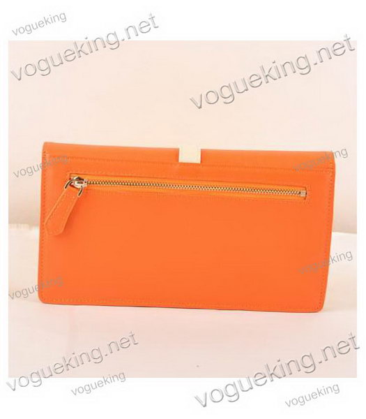 Fendi Pequin Envelope Striped Fabric With Orange Leather Clutch-2