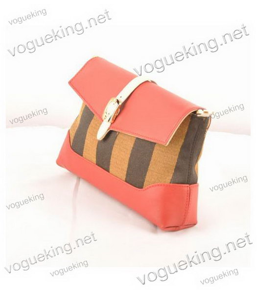 Fendi Pequin Mini Bag Striped Fabric With Dark Red Leather-1