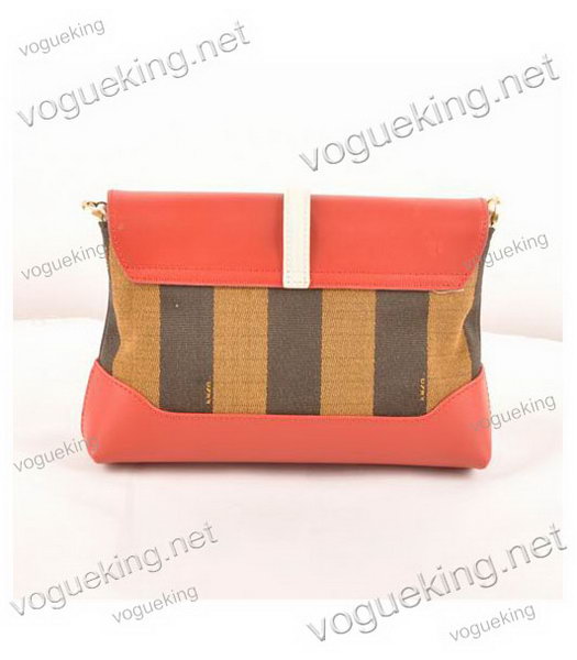 Fendi Pequin Mini Bag Striped Fabric With Dark Red Leather-2
