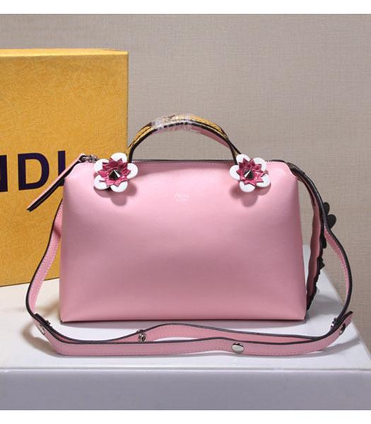 Fendi Pink Leather Flowers Decorative Shoulder Bag