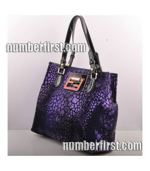 Fendi Purple Beads with Black Patent Leather Handbag-1
