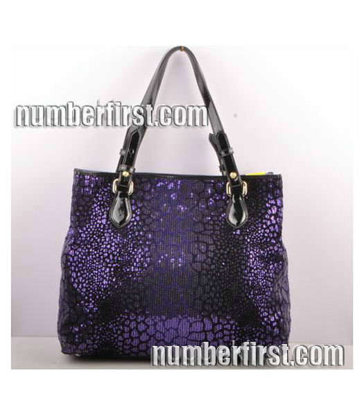 Fendi Purple Beads with Black Patent Leather Handbag-2