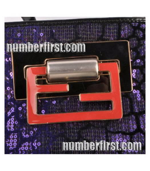 Fendi Purple Beads with Black Patent Leather Handbag-4