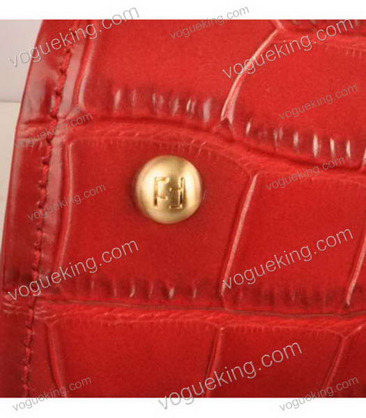 Fendi Red Croc Leather With Ferrari Leather Tote Bag-4