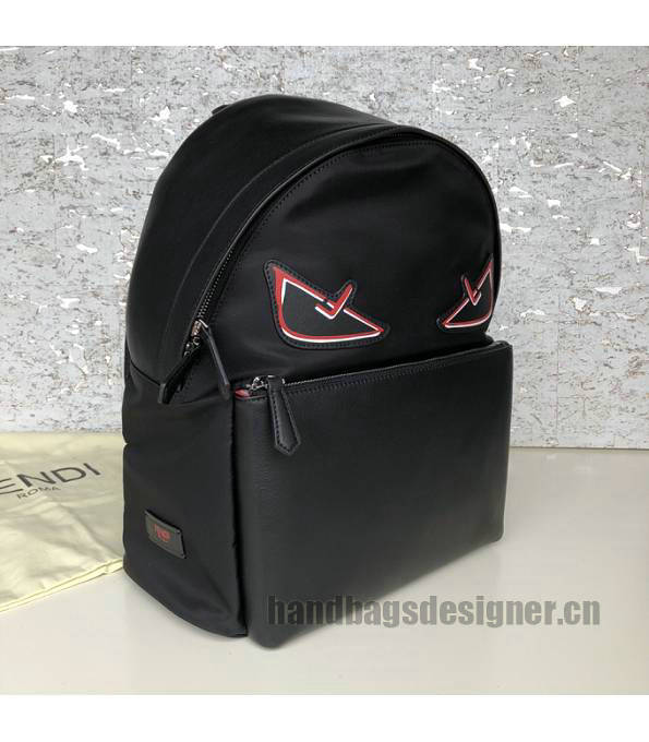 Fendi Red Eye Black Nylon With Original Leather Backpack-2