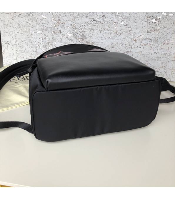 Fendi Red Eye Black Nylon With Original Leather Backpack-3