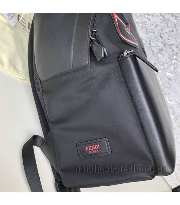 Fendi Red Eye Black Nylon With Original Leather Backpack-4
