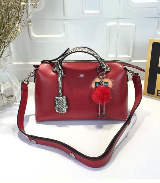 Fendi Red Original Leather With Python Veins Handle 28cm By The Way Bag