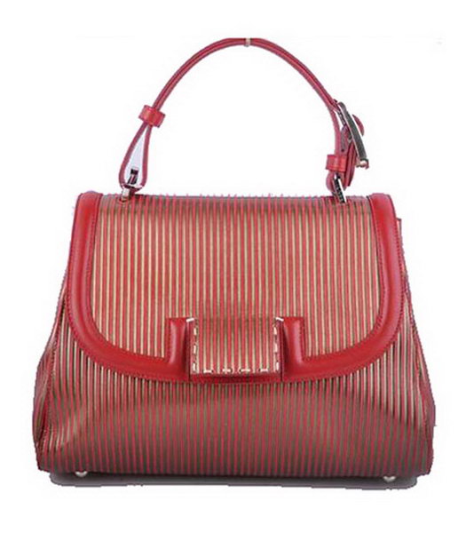 Fendi Red Stripe Leather Top Handle Bag