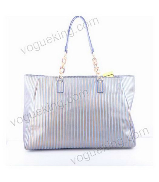 Fendi Resin Logo Tote Bag Blue Stripe Leather-2