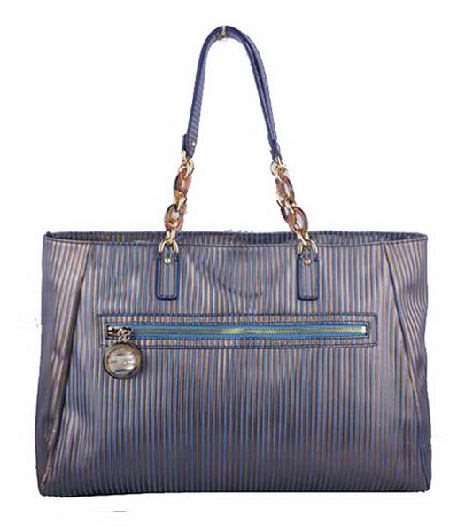 Fendi Resin Logo Tote Bag Blue Stripe Leather
