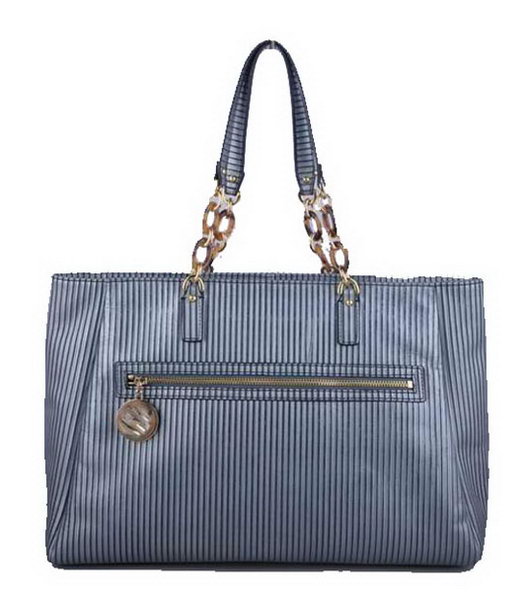 Fendi Resin Logo Tote Bag Silver Stripe Leather
