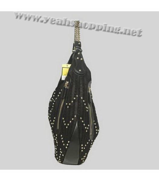Fendi Rivet Shoulder Bag Black Scrubing Leather-2