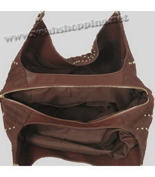 Fendi Rivet Shoulder Bag Coffee Scrubing Leather-2