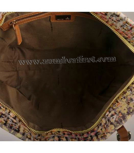 Fendi Rose Print Shoulder Bag with Leather Trim-3-5
