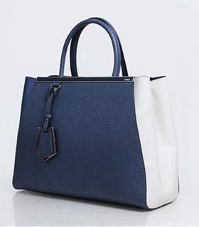 Fendi Sapphire Blue/Blue/White Original Leather Medium Tote Bag
