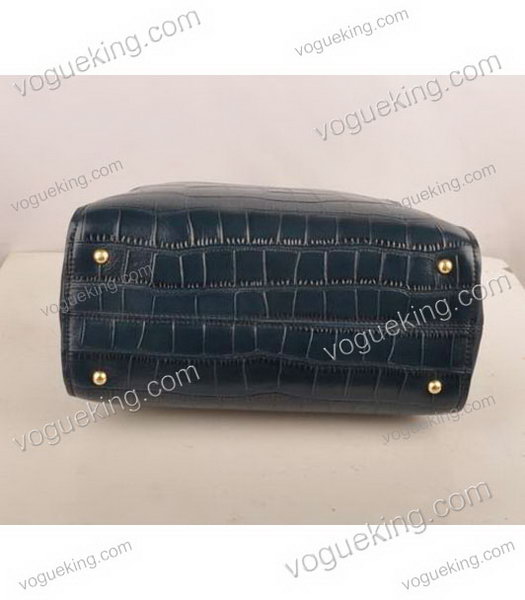 Fendi Sapphire Blue Croc Leather With Ferrari Leather Small Tote Bag-3