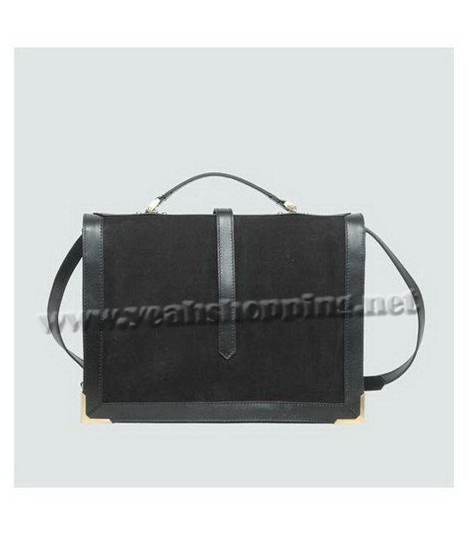 Fendi Scrubing Leather Tote Shoulder Bag Black-2