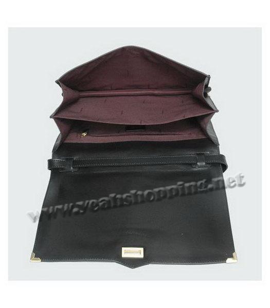 Fendi Scrubing Leather Tote Shoulder Bag Black-4