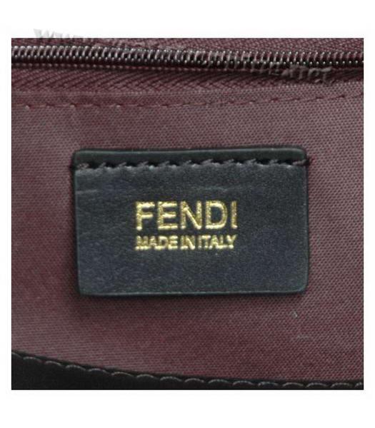 Fendi Scrubing Leather Tote Shoulder Bag Black-5