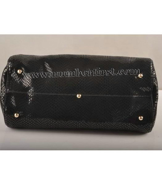 Fendi Silvana Crossbody Snake Leather Tote Bag Pink&Black-3