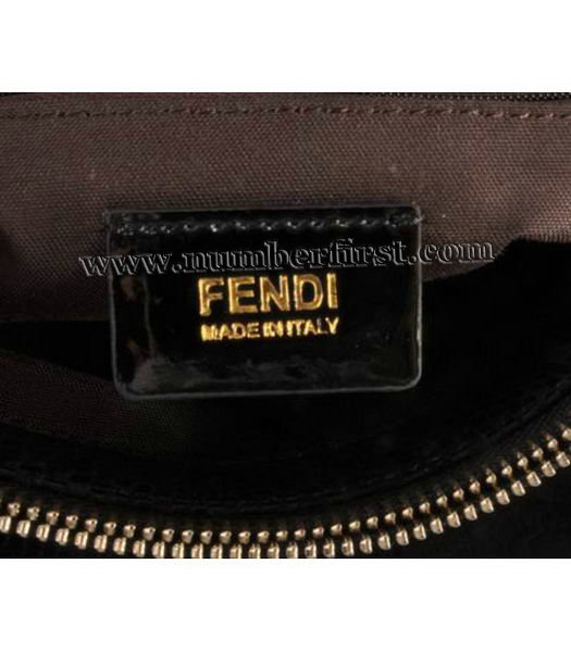 Fendi Silvana Crossbody Snake Leather Tote Bag Pink&Black-6