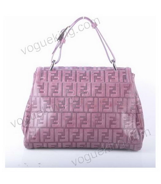 Fendi Silvana Purple Embossed Leather Top Handle Bag-2