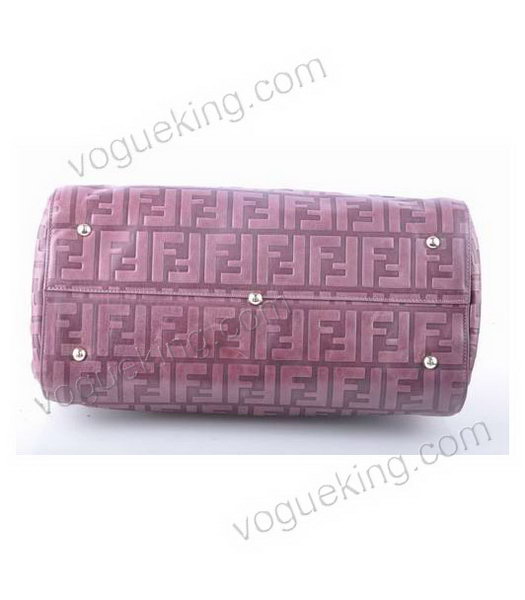Fendi Silvana Purple Embossed Leather Top Handle Bag-3