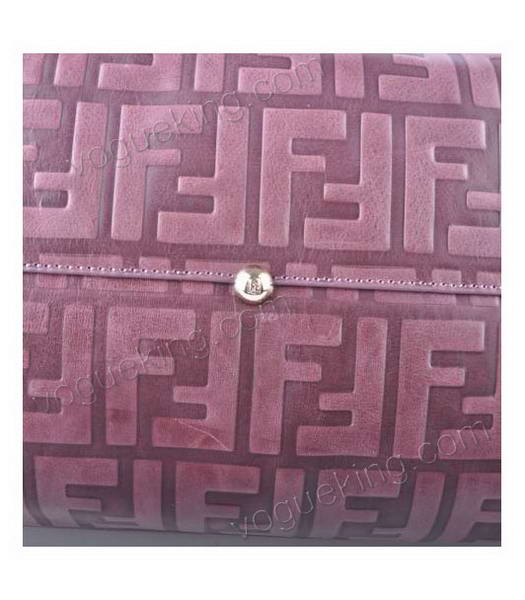 Fendi Silvana Purple Embossed Leather Top Handle Bag-4