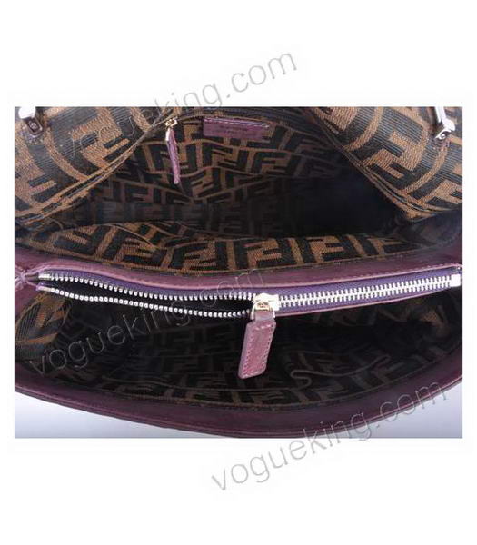 Fendi Silvana Purple Embossed Leather Top Handle Bag-6
