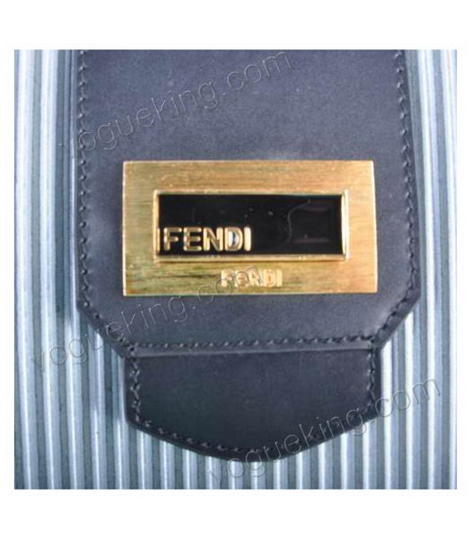 Fendi Silver Stripe Leather Tote Bag -5