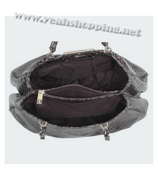 Fendi Snake Veins Leather Tote Bag Army Green-4