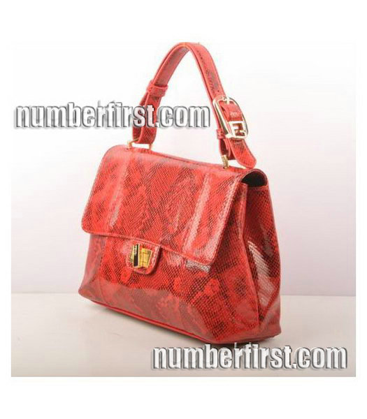 Fendi Snake Veins pattern Leather Small Handbag Red-1
