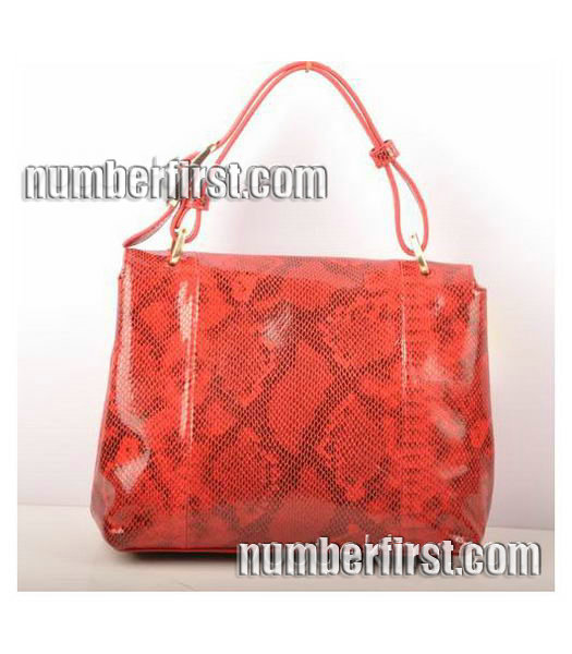 Fendi Snake Veins pattern Leather Small Handbag Red-2