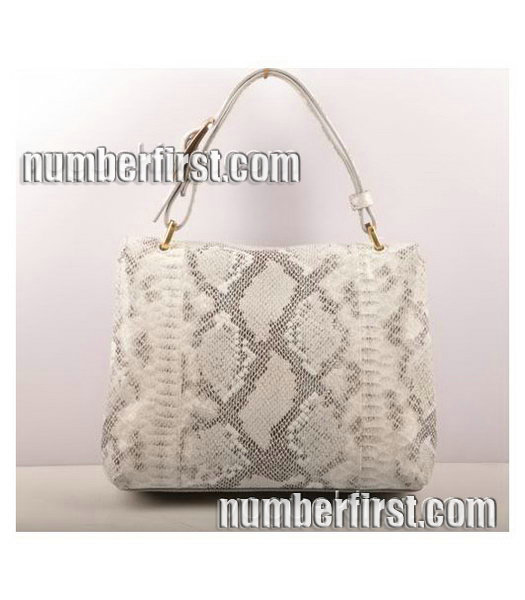 Fendi Snake Veins pattern Leather Small Handbag White-2