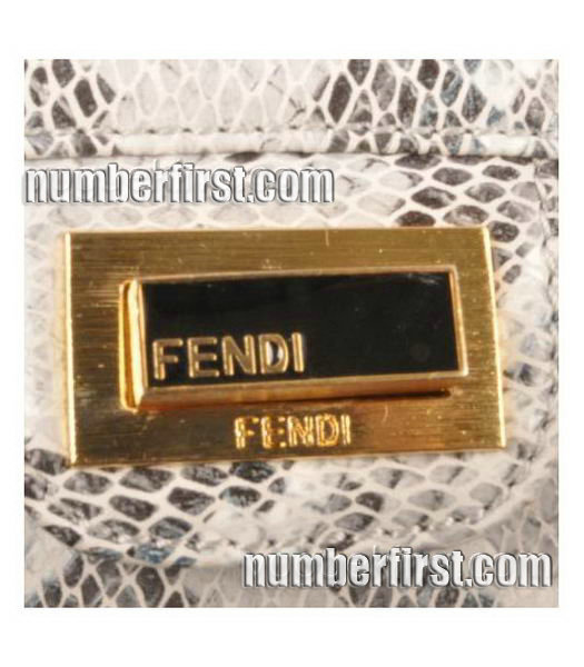 Fendi Snake Veins pattern Leather Small Handbag White-4