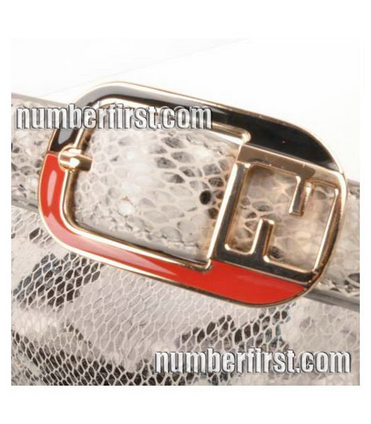 Fendi Snake Veins pattern Leather Small Handbag White-5