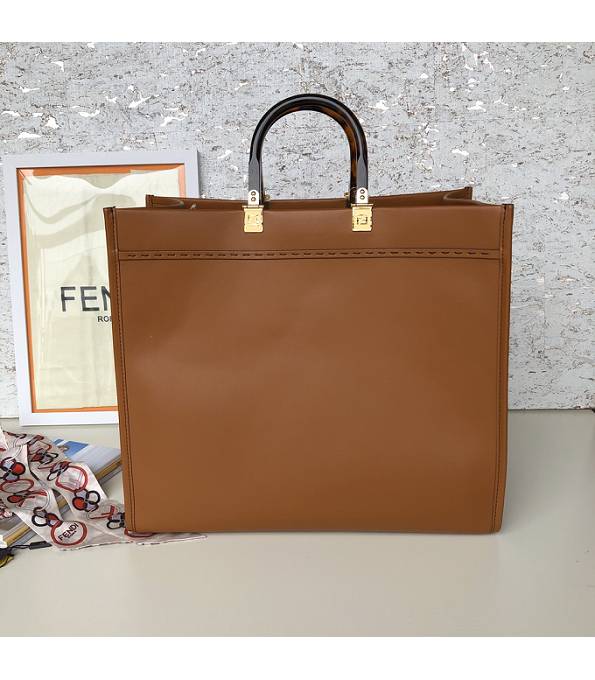 Fendi Sunshine Brown Original Calfskin Leather Shopper Bag-1