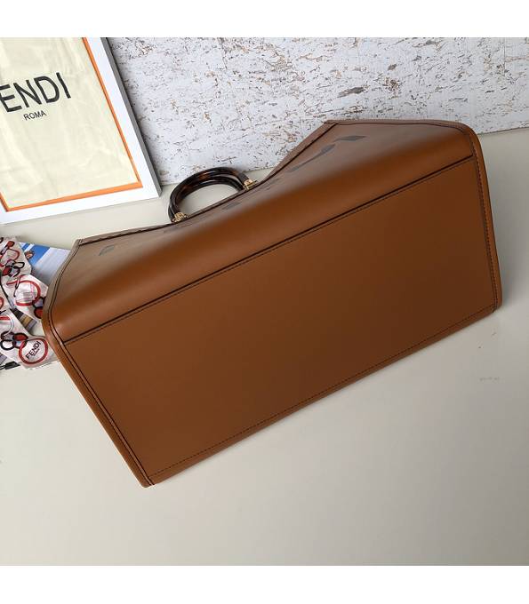 Fendi Sunshine Brown Original Calfskin Leather Shopper Bag-3