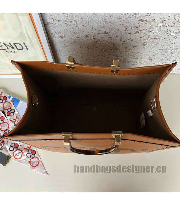 Fendi Sunshine Brown Original Calfskin Leather Shopper Bag-4