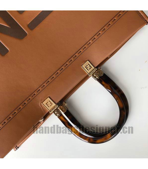 Fendi Sunshine Brown Original Calfskin Leather Shopper Bag-7