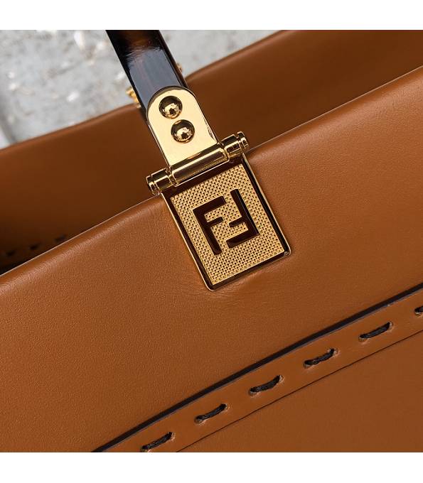 Fendi Sunshine Brown Original Calfskin Leather Shopper Bag-8