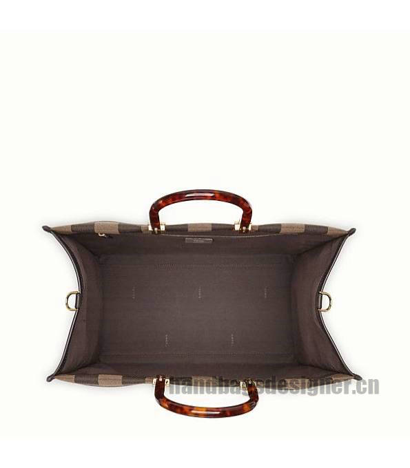Fendi Sunshine Brown Original Stripe Fabric Shopper Bag-2
