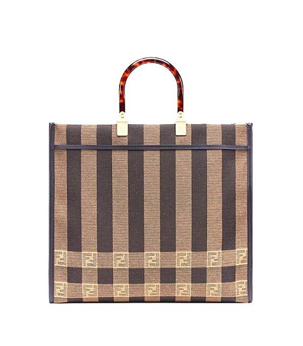 Fendi Sunshine Brown Original Stripe Fabric Shopper Bag
