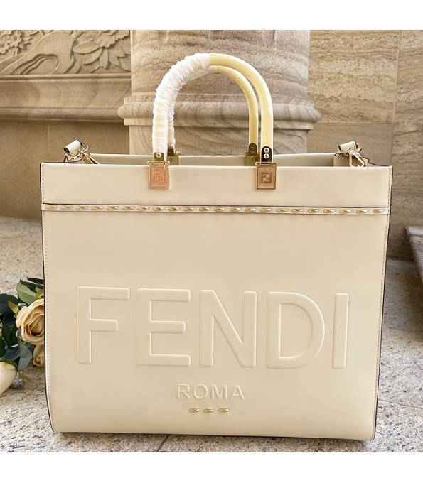 Fendi Sunshine White Original Calfskin Leather 35cm Shopper Bag